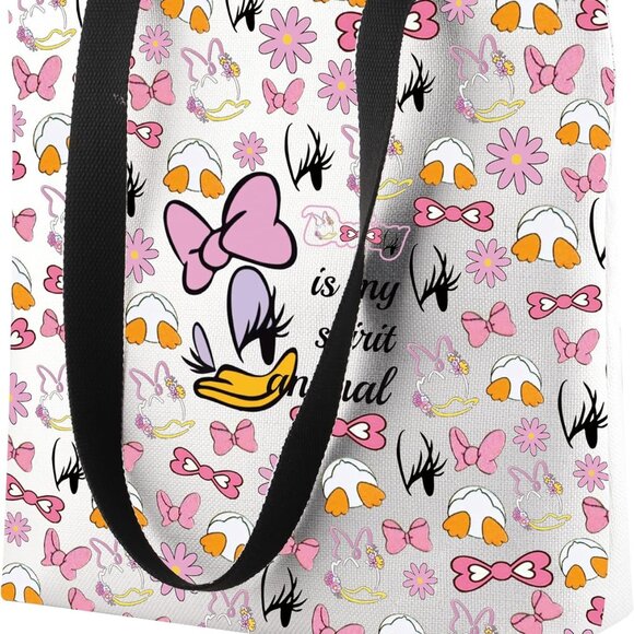 Cartoon Duck Tote Bag Polyester Large Animal Lover Gift Shoulder Bag - Picture 1 of 7
